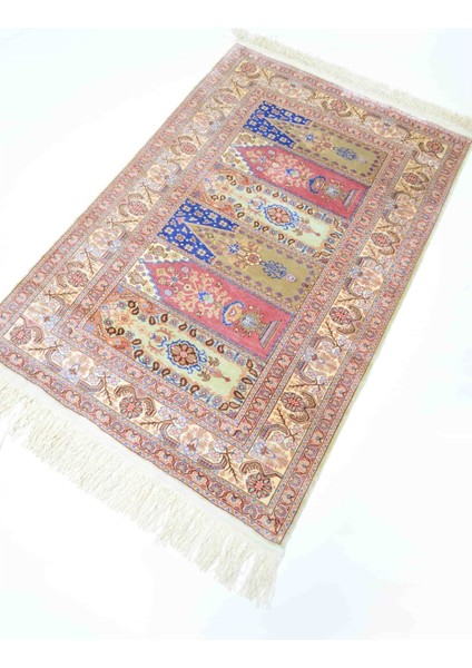 Saf Ipekten El Dokuma Mihraplı Aile Namazlığı Kayseri Halısı 72X109 cm (0.79 M²) modelleri