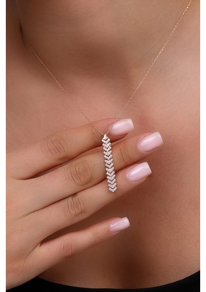 925 Ayar Gümüş Rose V Çavuş Model Su Yolu Kolye - 23183001