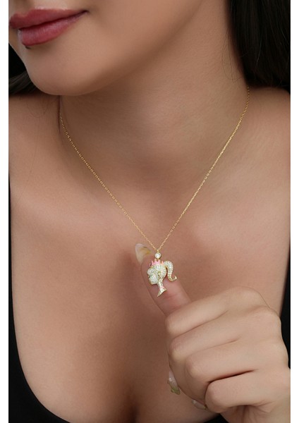 14 Ayar Altın Kaplamalı 925 Ayar Gümüş Prenses Kolye - 23183301 fiyatları