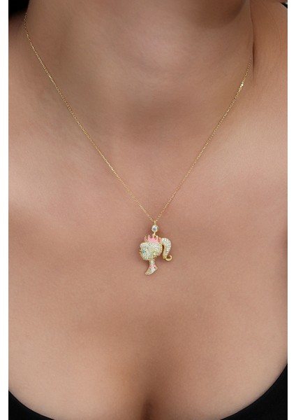 14 Ayar Altın Kaplamalı 925 Ayar Gümüş Prenses Kolye - 23183301 modelleri