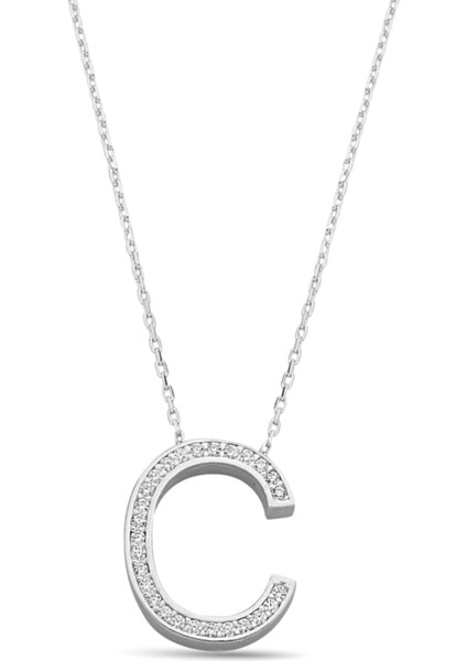 925 Ayar Gümüş C Harfi Kolye - 23089202