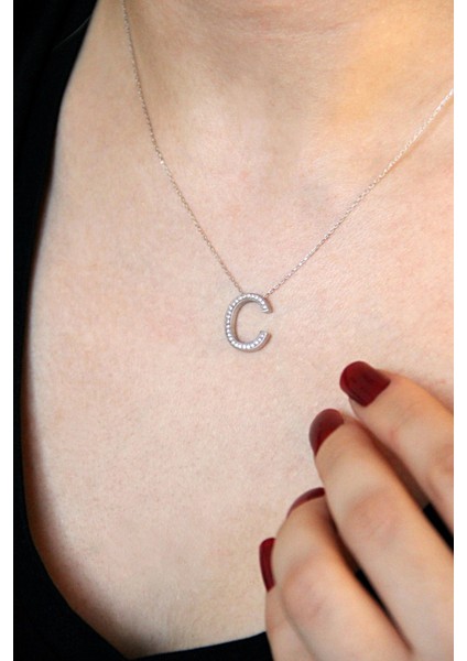 925 Ayar Gümüş C Harfi Kolye - 23089202 fiyatları