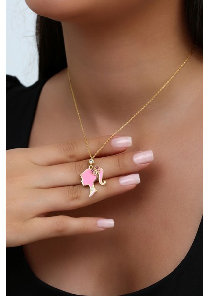 14 Ayar Altın Kaplamalı 925 Ayar Gümüş Mineli Prenses Kolye - N183401 fiyatları