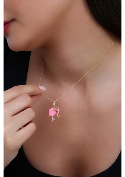 14 Ayar Altın Kaplamalı 925 Ayar Gümüş Mineli Prenses Kolye - N183401 fırsatları