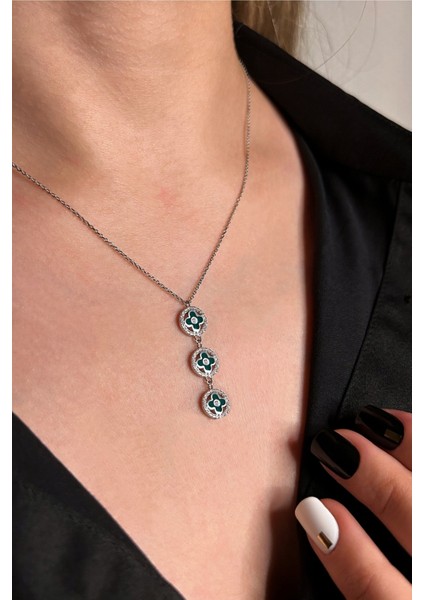 925 Ayar Gümüş Çiçek Dizisi Kolye - 23176201