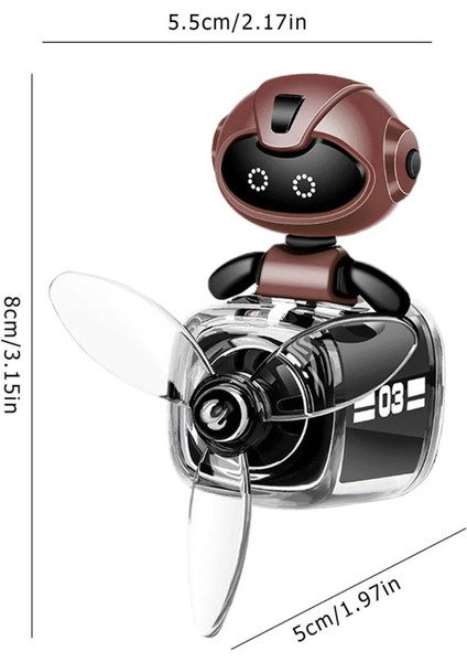 Pervaneli Klima Süsü Oto Koku Klipsi Siyah Uçaklı Kahverengi Pilot Robot Hava Ferahlatıcı Maskot