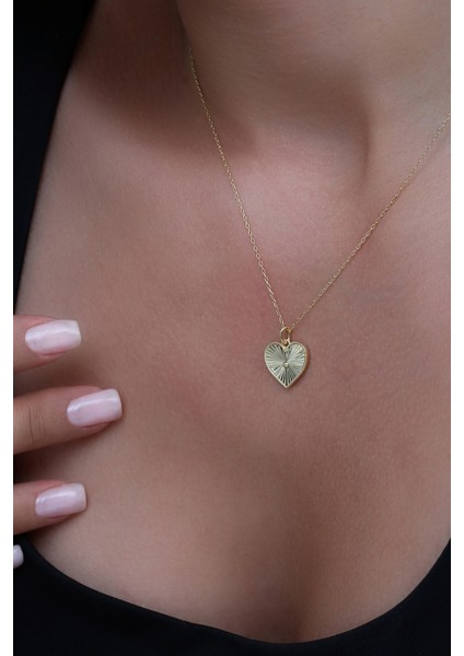 14 Ayar Altın Kaplamalı 925 Ayar Gümüş Granada Kalemli Kalp Kolye - 23183202 fiyatları