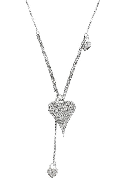 925 Ayar Gümüş Tasarım Çok Zincirli Kalp Kolye - 23177201 fiyatları