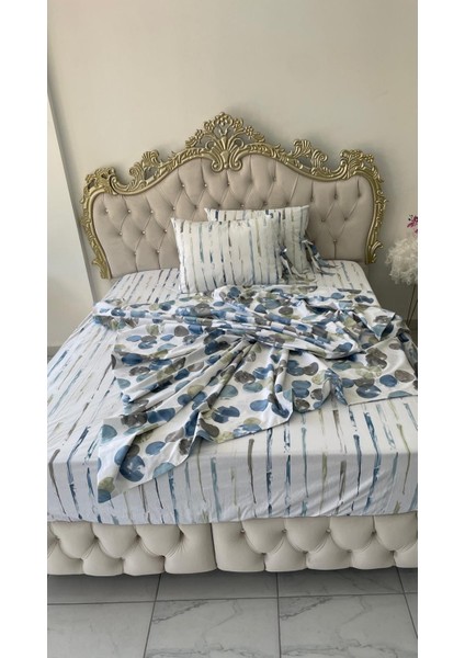 Çift KIŞILIK160X200 cm Yatağa Uygun Lastikli Çarşaflı Yastıkları Çift Taraflı Bağlamalı Nevresim Takımı