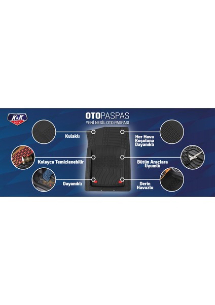 Bütün Araçlara Uyumlu Universal Araç Paspas 5 Parça Tam Set 3D Derin Havuzlu(5 Renk Opsiyonlu) fırsatları