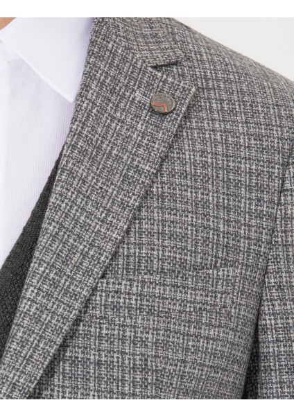 Erkek Gri Slim Fit Yün Karışımlı Ceket 50256395-VR024