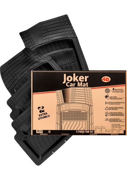 Bütün Araçlara Uyumlu Universal Araç Paspas 5 Parça Tam Set 3D Derin Havuzlu(5 Renk Opsiyonlu)