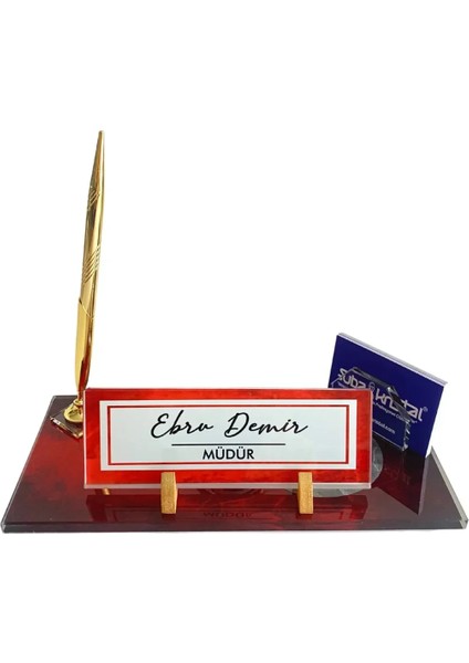 Kişiye Özel Premium Yüksek Kalite Uv Baskılı Türk Bayrağı Detaylı Kristal Masa Isimliği modelleri