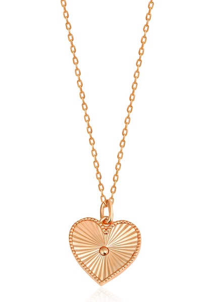 925 Ayar Gümüş Rose Granada Kalemli Kalp Kolye - 23183201