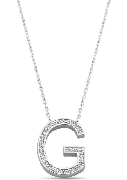 925 Ayar Gümüş G Harfi Kolye - 23089702
