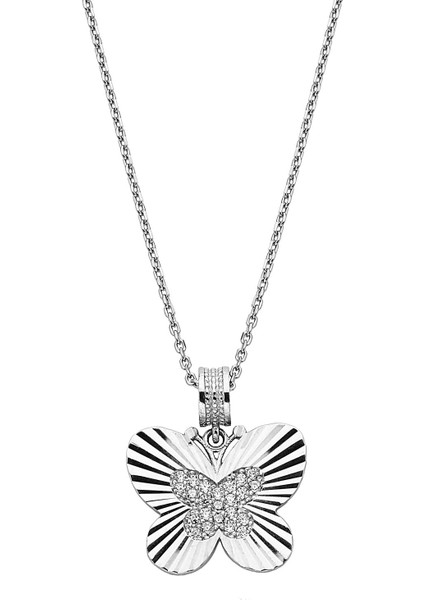 925 Ayar Gümüş Tasarım Kelebek Kolye - 23181401