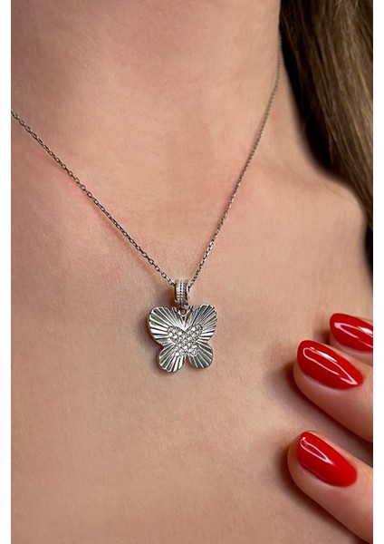 925 Ayar Gümüş Tasarım Kelebek Kolye - 23181401 fiyatları