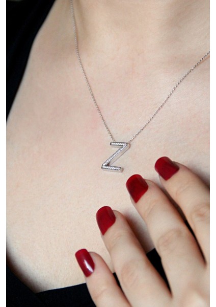 925 Ayar Gümüş Z Harfi Kolye - 23091702 fiyatları