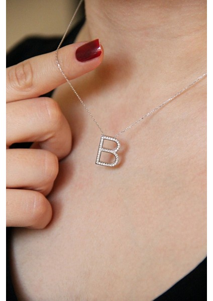925 Ayar Gümüş B Harfi Kolye - 23089102 modelleri