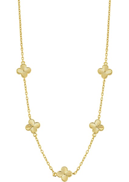 14K Altın Kaplamalı 925 Ayar Gümüş Kalemli Granada Saray Yoncaları Kolye - 23183601 fiyatları