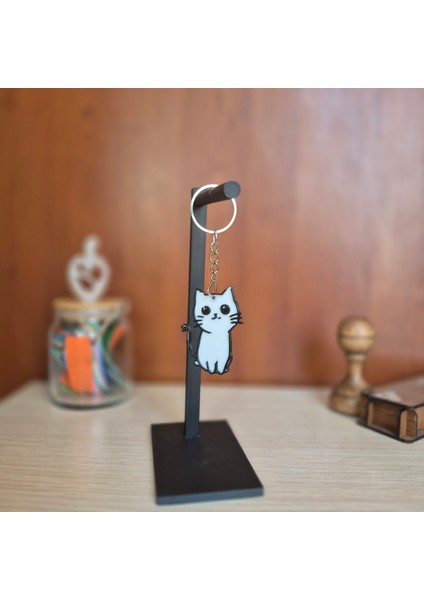 Sevimli Kedi Anahtarlık – Minimalist Tasarım, Dayanıklı ve Şık Aksesuar, Hediyelik Kedi Figürü