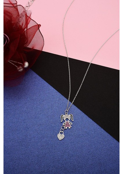 925 Ayar Gümüş Kalp Sallantılı Kız Çocuğu Kolye - 23176701 modelleri