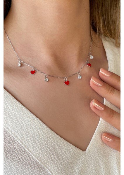 925 Ayar Gümüş Zirkon Taşlı Kalpli Şans Kolyesi - 23174901 fiyatları