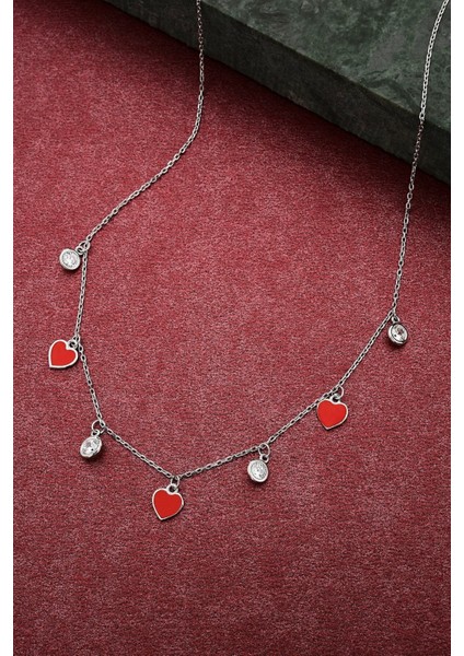 925 Ayar Gümüş Zirkon Taşlı Kalpli Şans Kolyesi - 23174901 modelleri