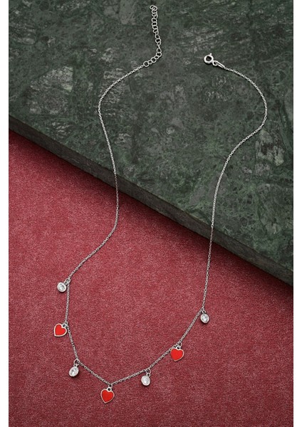 925 Ayar Gümüş Zirkon Taşlı Kalpli Şans Kolyesi - 23174901 fırsatları