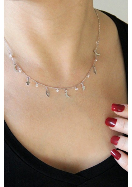 925 Ayar Gümüş Çok Figürlü Şans Kolyesi - 23155902 modelleri