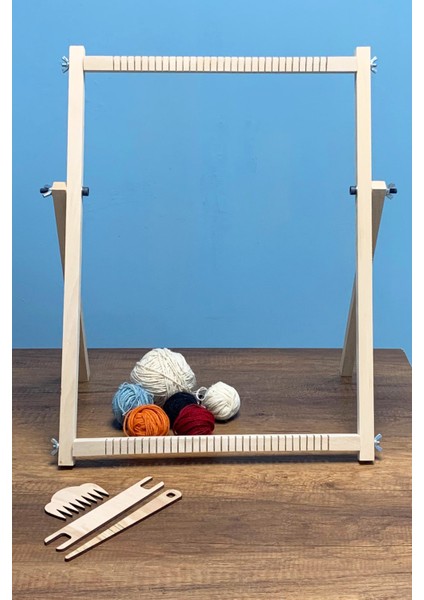 Ahşap Halı Kilim Dokuma Tezgahı Seti - Ipli Set