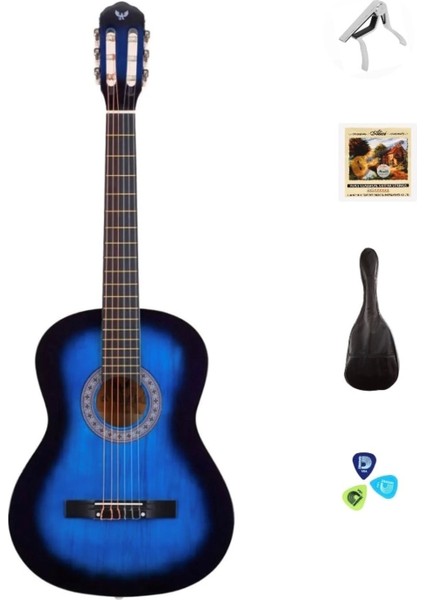 Klasik 4/4 Mavi Gitar Seti