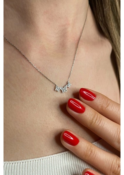 925 Ayar Gümüş Minimal Kelebekler Kolye - 23178601 fiyatları