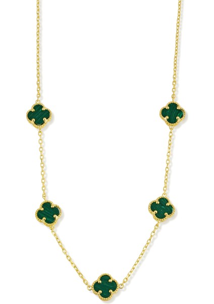 14K Altın Kaplamalı 925 Ayar Gümüş Granada Saray Yoncaları Kolye - Yeşil 23182800 fiyatları