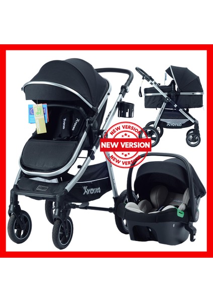 Luxury I-Size Travel Sistem Bebek Arabası 3 In 1 Siyah Silver