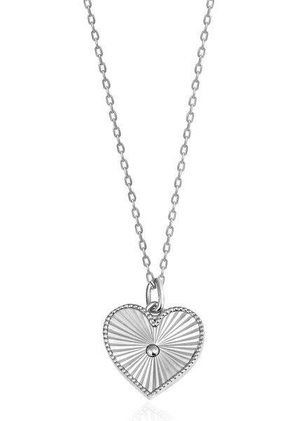 925 Ayar Gümüş Granada Kalemli Kalp Kolye - 23183200