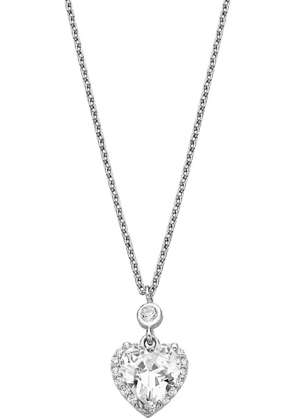 925 Ayar Gümüş Kalp Kesim Zirkon Taşlı Kolye - 23180801 fiyatları