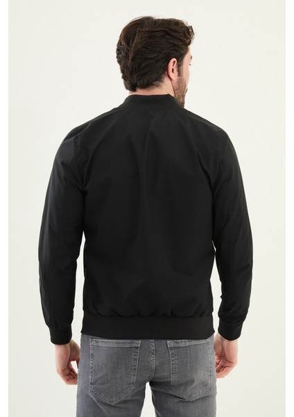 Düz Siyah Slim Fit Hakim Yaka Erkek Mont fırsatları