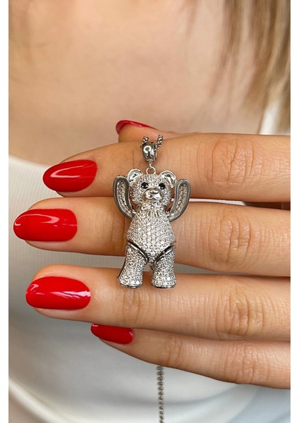 925 Ayar Gümüş Papyonlu Ayıcık Kolye - 23179901 modelleri