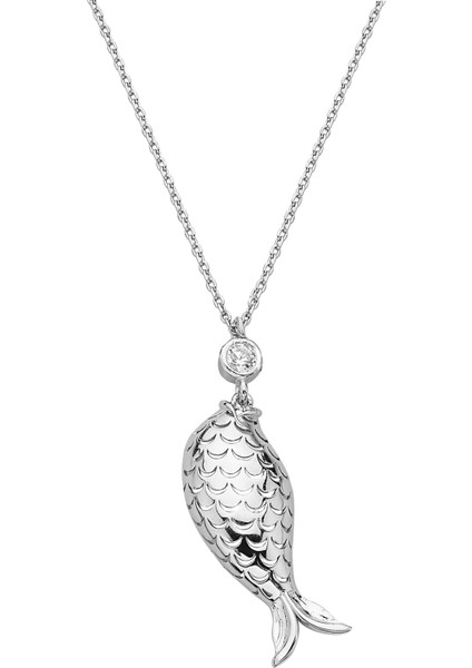 925 Ayar Gümüş Balık Kolye - 23178801