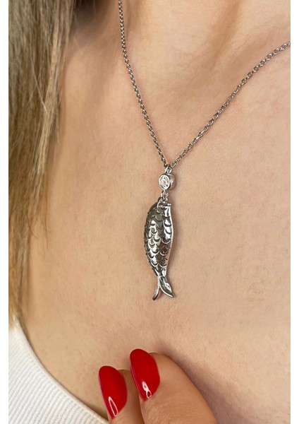 925 Ayar Gümüş Balık Kolye - 23178801 fiyatları