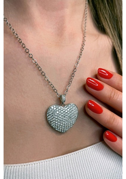 925 Ayar Gümüş Kalp Kolye - 23180101