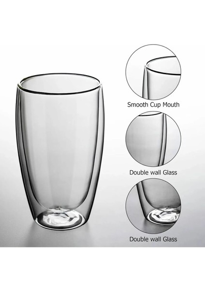 Mithra Life 2 Adet 500ML Çift Cidarlı Isı Yalıtımlı Cam Şeffaf Kupa Bardak MIT1206 fiyatları