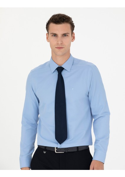 Erkek Mavi Slim Fit Uzun Kollu Basic Gömlek 50277778-VR036 modelleri