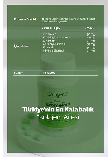 Bromelain 500 Mg Takviye Edici Gıda 30 Tablet fırsatları