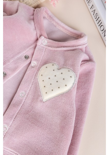 Hırkalı Bebe Yaka 2'li Kadife Kışlık Kız Bebek Tulum Set fiyatları