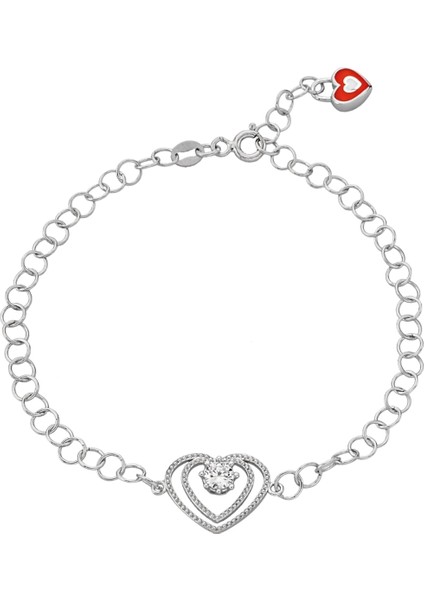 925 Ayar Gümüş Tasarım Kalp Bileklik- 45101001