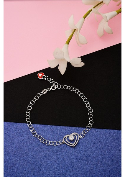 925 Ayar Gümüş Tasarım Kalp Bileklik- 45101001 modelleri