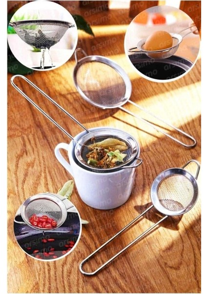 Mithra Life Paslanmaz Çelik 3 Boy Çay Süzgeç Seti MIT1207