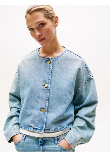 Lex Kısa Denim Kadın Ceket WW0WW467401A4 fiyatları